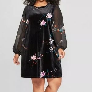 Ava & Viv Long Sleeve Floral Velvet Dress Size 3x